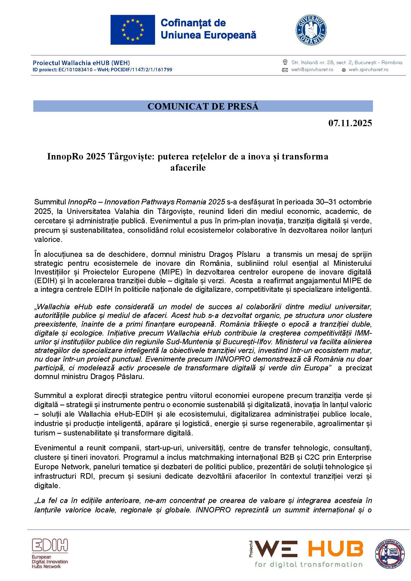 Comunicat InnopRo2025 7.11.2025 Page 1