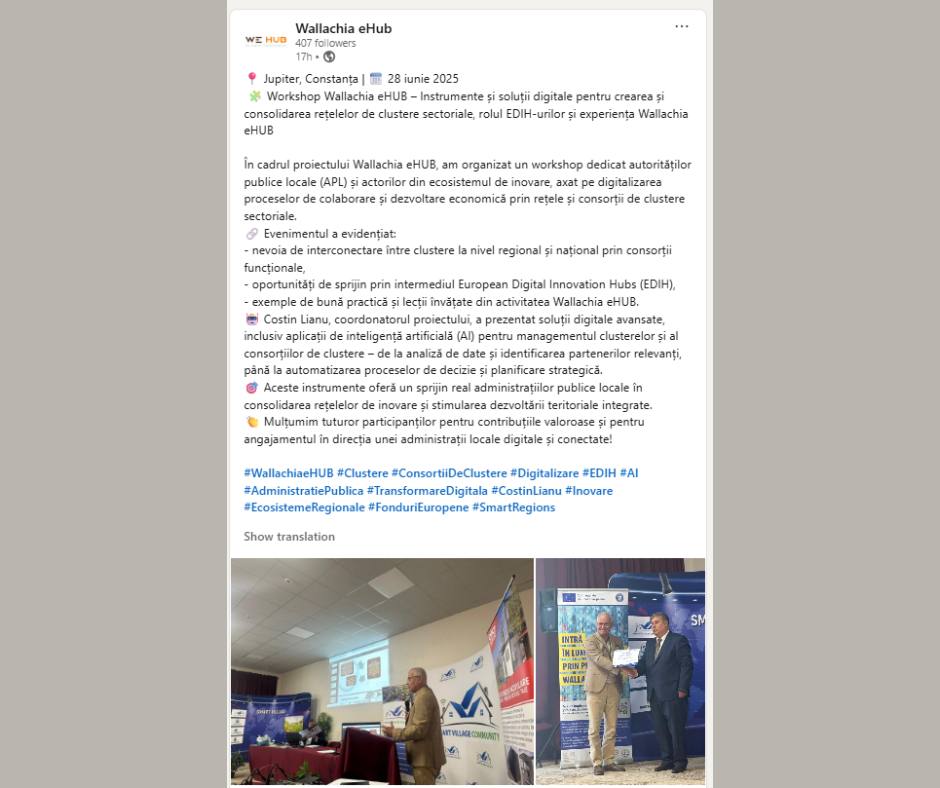 Postare Instrumente si solutii digitale pentru crearea si consolidarea retelelor de clustere sectoriale