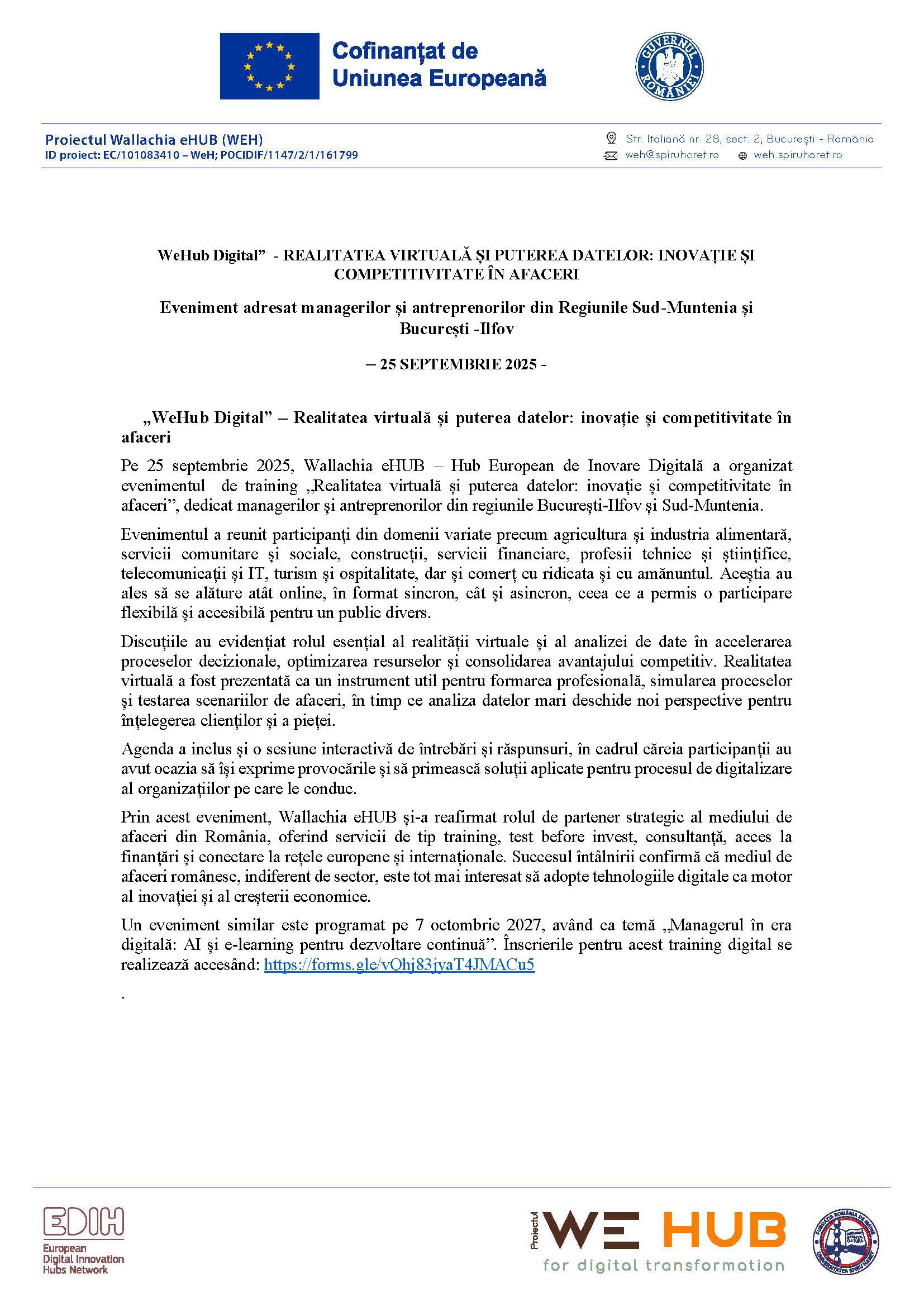 Articol eveniment 25 septembrie 2025
