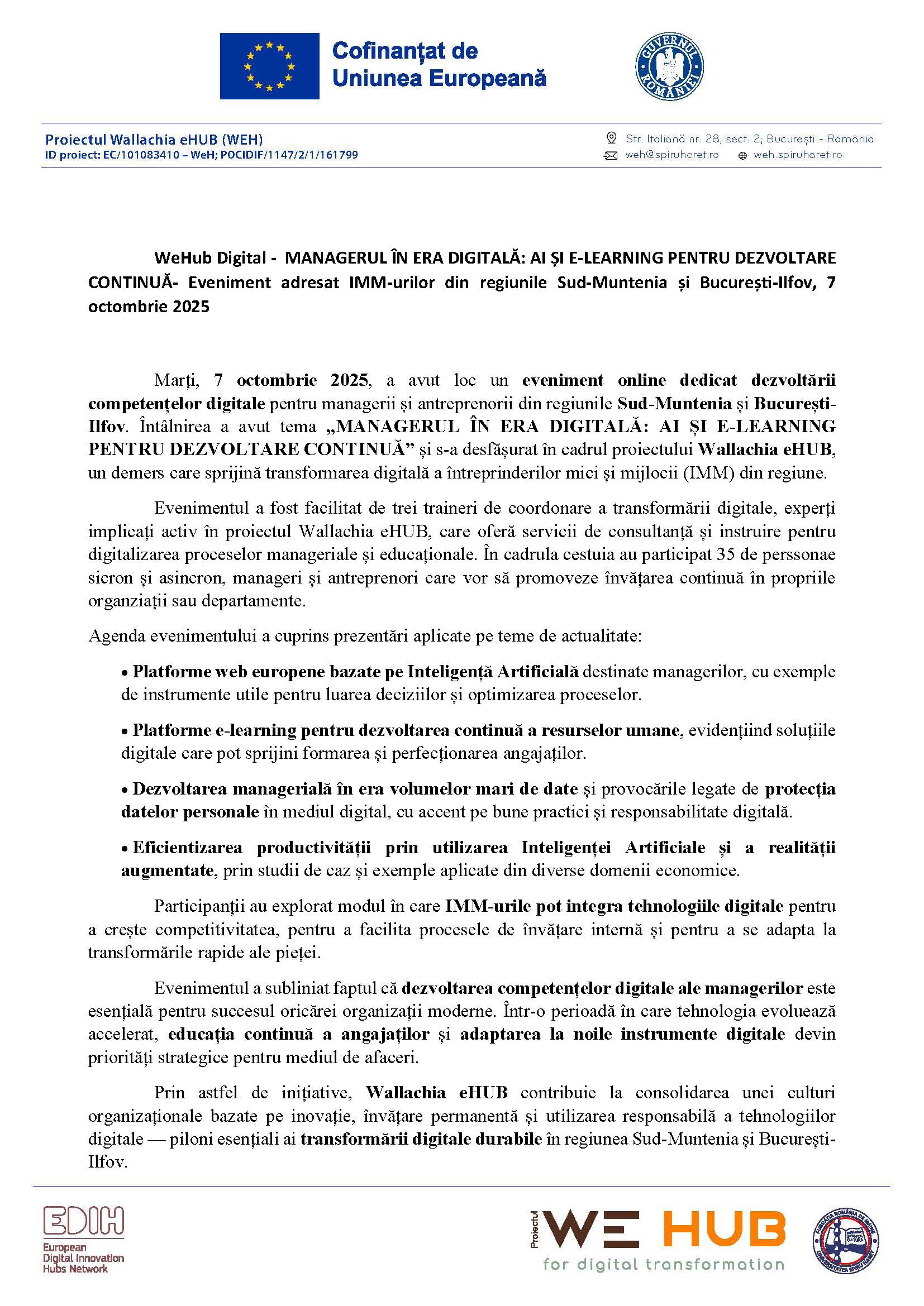 Articol eveniment 7 octombrie 2025